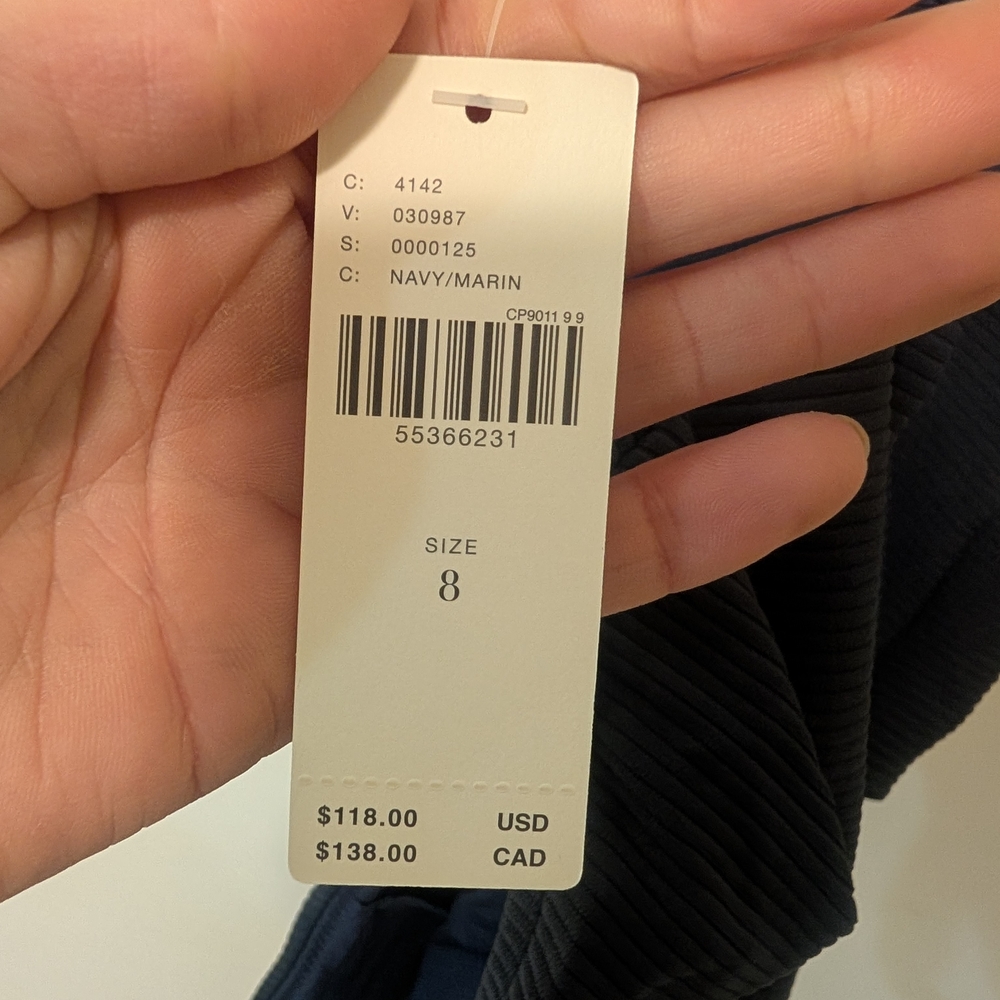Anthropologie Seafolly Women Summer Sea Navy Ribbed V-Neck One-Piece Swimsuit 8 - Picture 8 of 11